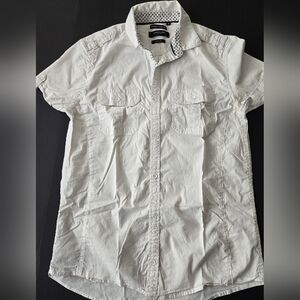 White Short Sleeve Button-Up Shirt
